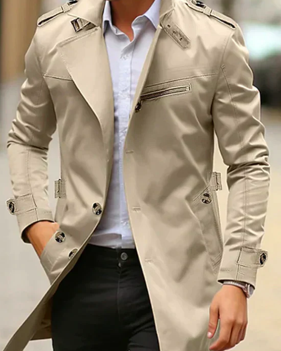 Men's Classic Cotton Trench Jacket for All Seasons - Max