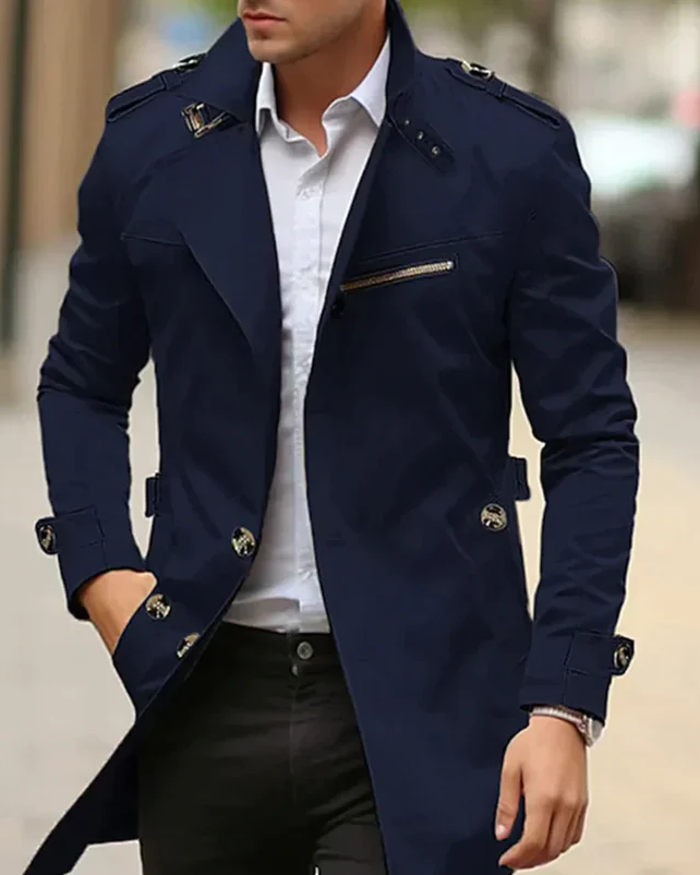Men's Classic Cotton Trench Jacket for All Seasons - Max