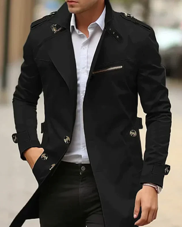 Men's Classic Cotton Trench Jacket for All Seasons - Max