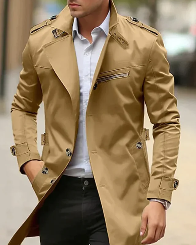 Men's Classic Cotton Trench Jacket for All Seasons - Max