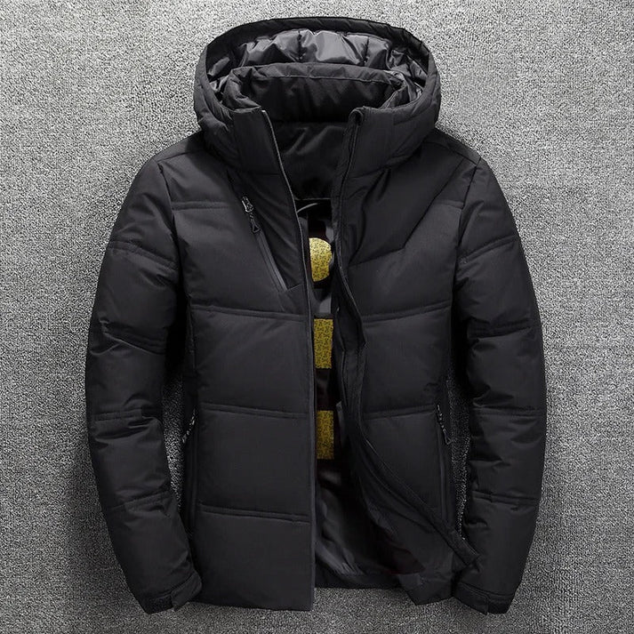 Men's Channel Quilted Puffer Jacket with Hood - Finn