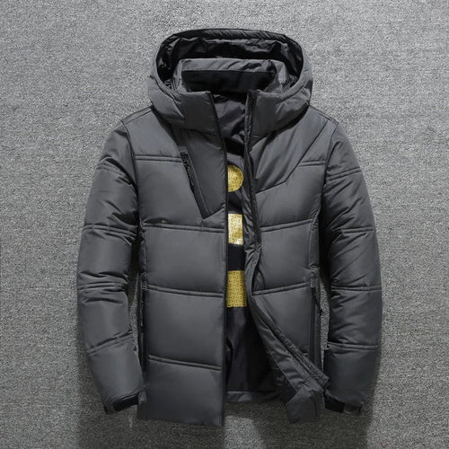 Men's Channel Quilted Puffer Jacket with Hood - Finn