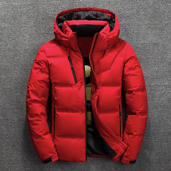 Men's Channel Quilted Puffer Jacket with Hood - Finn