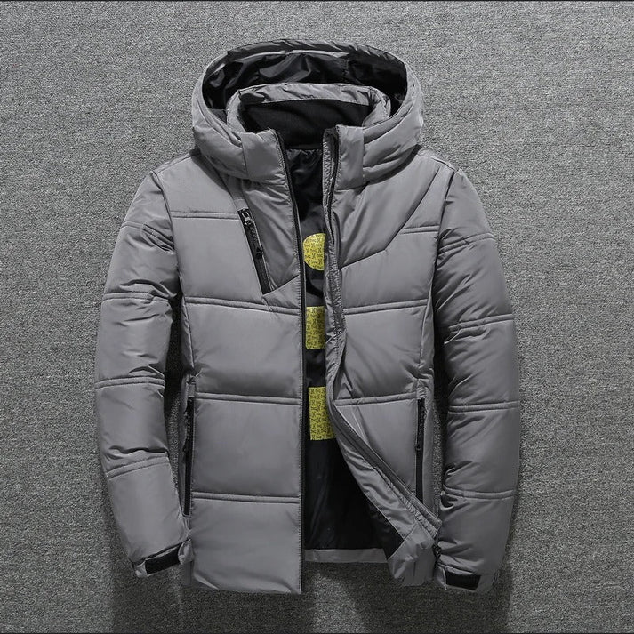 Men's Channel Quilted Puffer Jacket with Hood - Finn