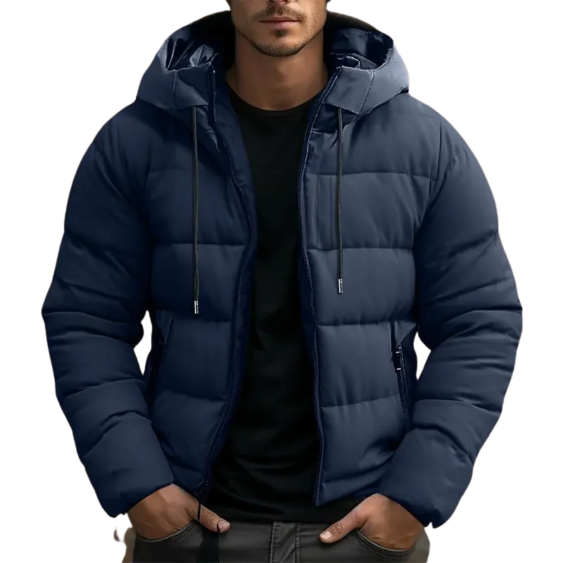 Men's Quilted Hooded Puffer Jacket for Winter - Simon