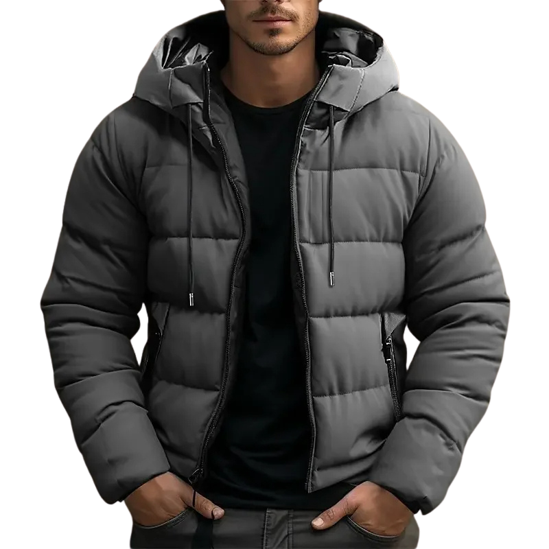 Men's Quilted Hooded Puffer Jacket for Winter - Simon
