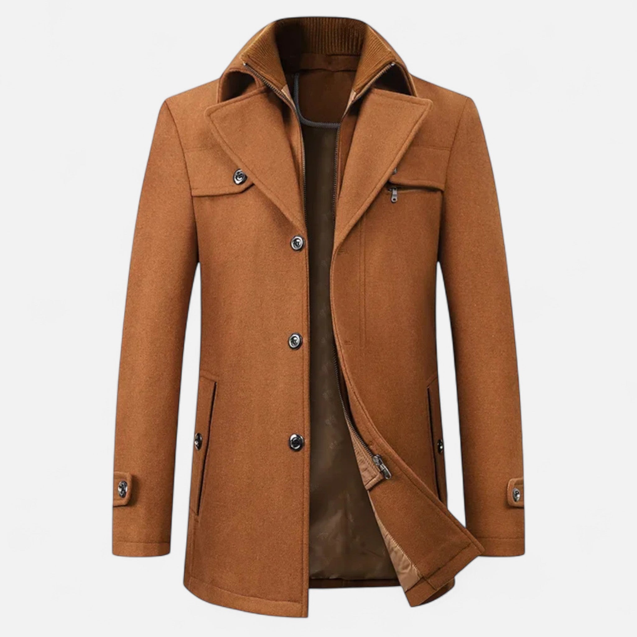 Men's Wool Blend Winter Trench Overcoat - Adrian