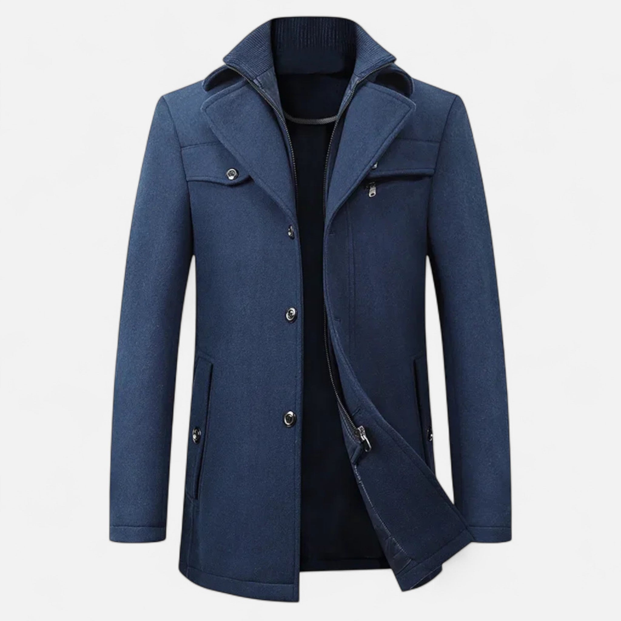 Men's Wool Blend Winter Trench Overcoat - Adrian