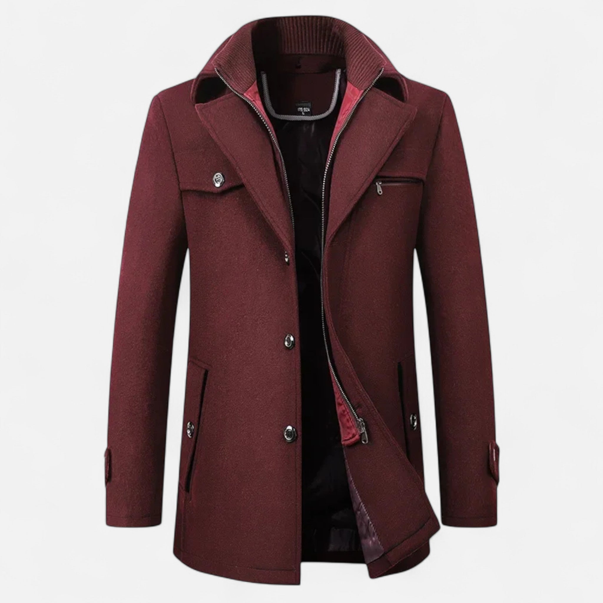 Men's Wool Blend Winter Trench Overcoat - Adrian