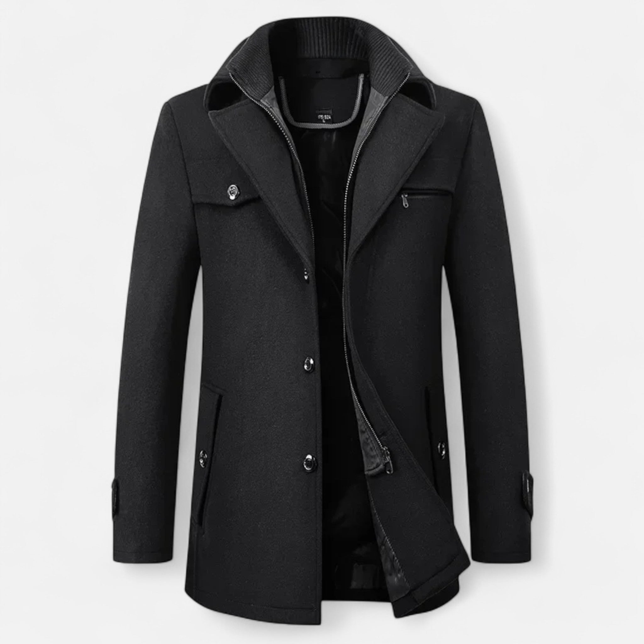 Men's Wool Blend Winter Trench Overcoat - Adrian
