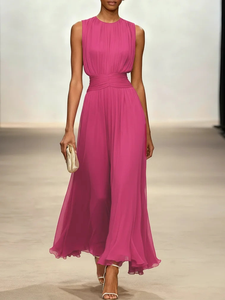 Women's Chiffon Maxi Dress for Summer Weddings - Rina