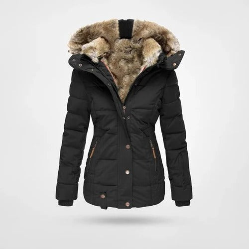 Women's Faux Fur Hooded Puffer Winter Jacket  - Willow