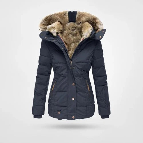 Women's Faux Fur Hooded Puffer Winter Jacket  - Willow