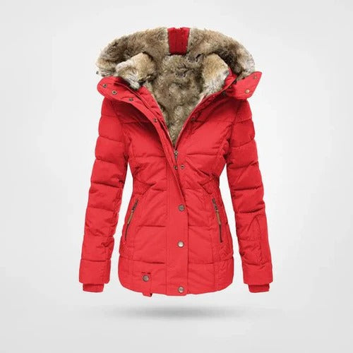 Women's Faux Fur Hooded Puffer Winter Jacket  - Willow