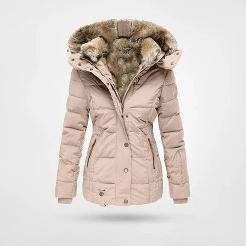 Women's Faux Fur Hooded Puffer Winter Jacket  - Willow