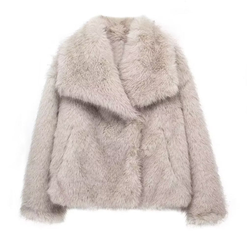 Women's Faux Fur Trim Winter Coat - Lila