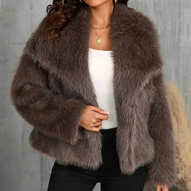 Women's Faux Fur Trim Winter Coat - Lila
