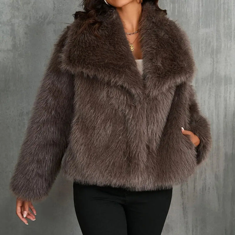 Women's Faux Fur Trim Winter Coat - Lila