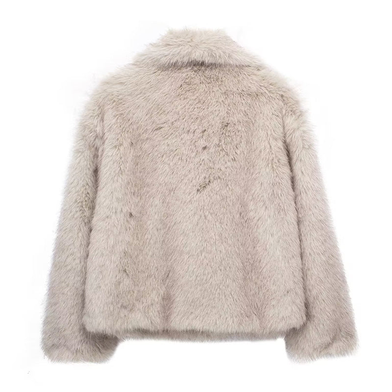 Women's Faux Fur Trim Winter Coat - Lila