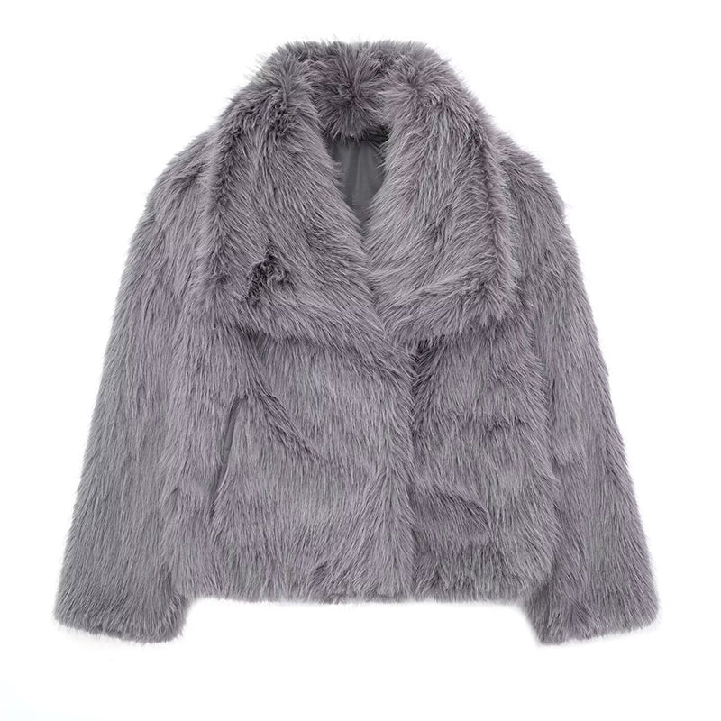 Women's Faux Fur Trim Winter Coat - Lila