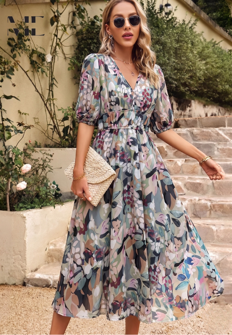 Women's Floral Midi Summer Dress - Roxanne