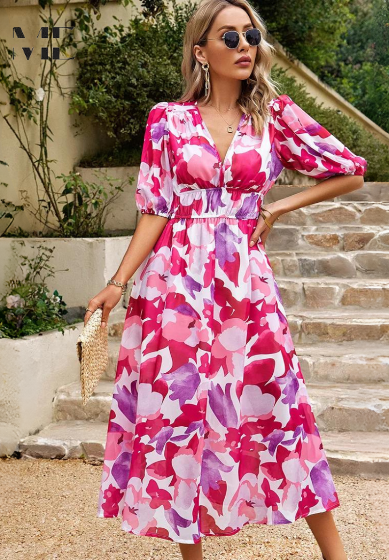 Women's Floral Midi Summer Dress - Roxanne