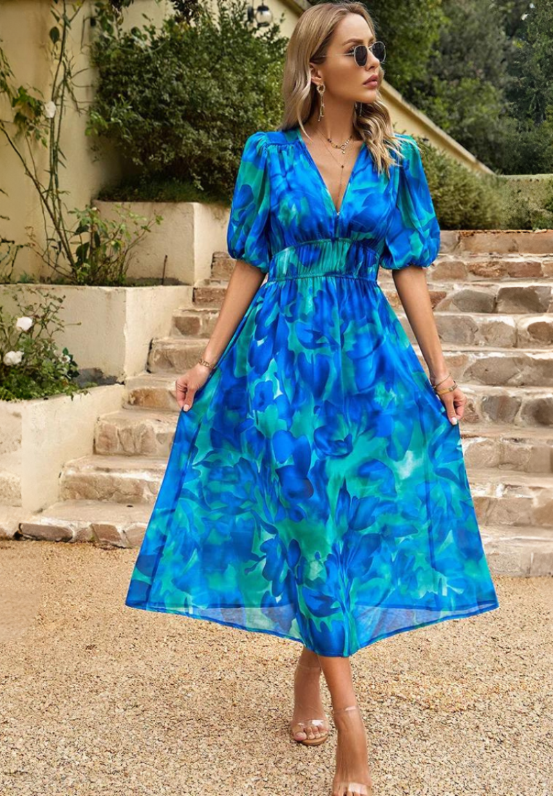 Women's Floral Midi Summer Dress - Roxanne