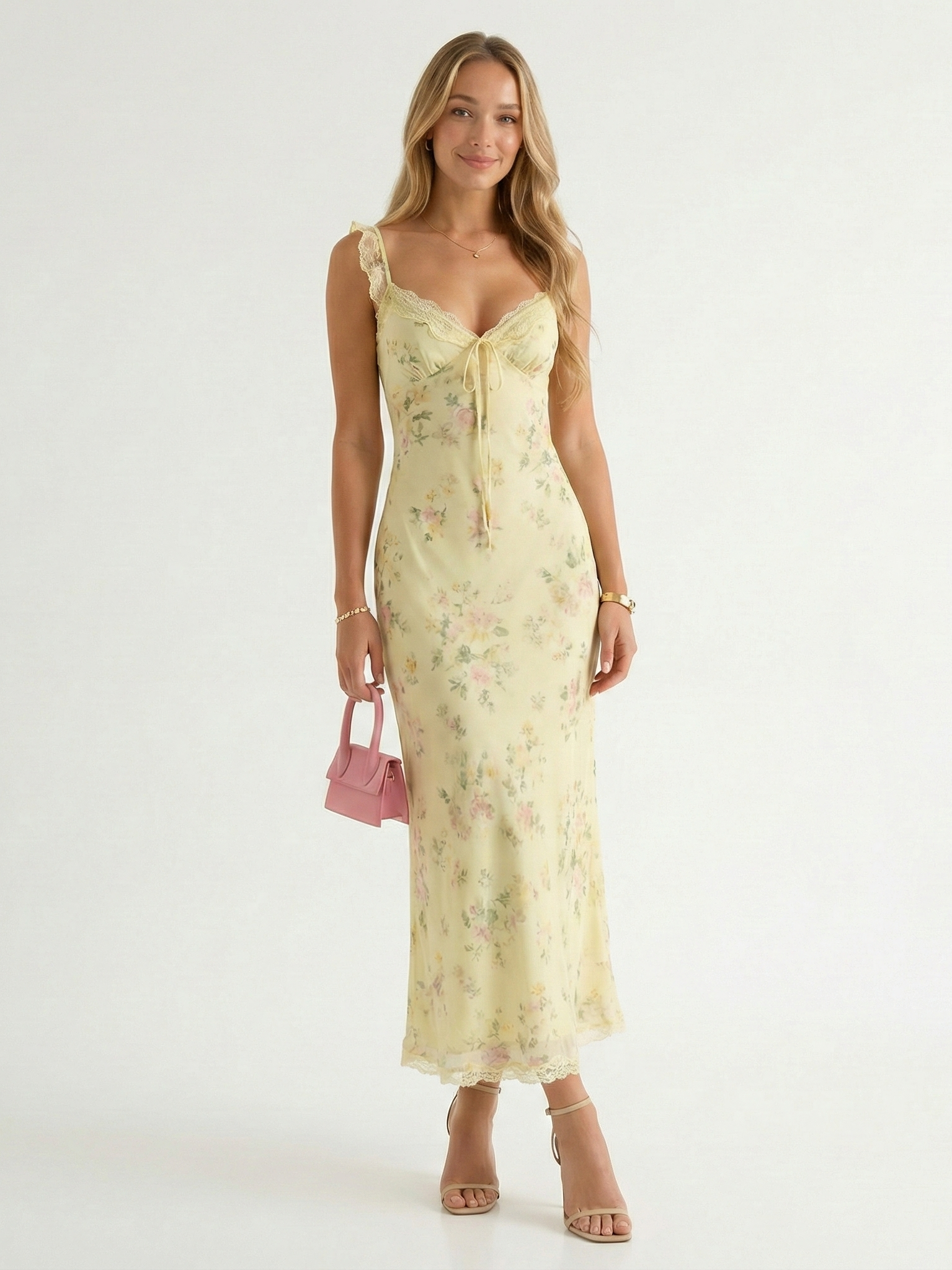 Women's Floral Spaghetti Strap Midi Summer Dress - Millie