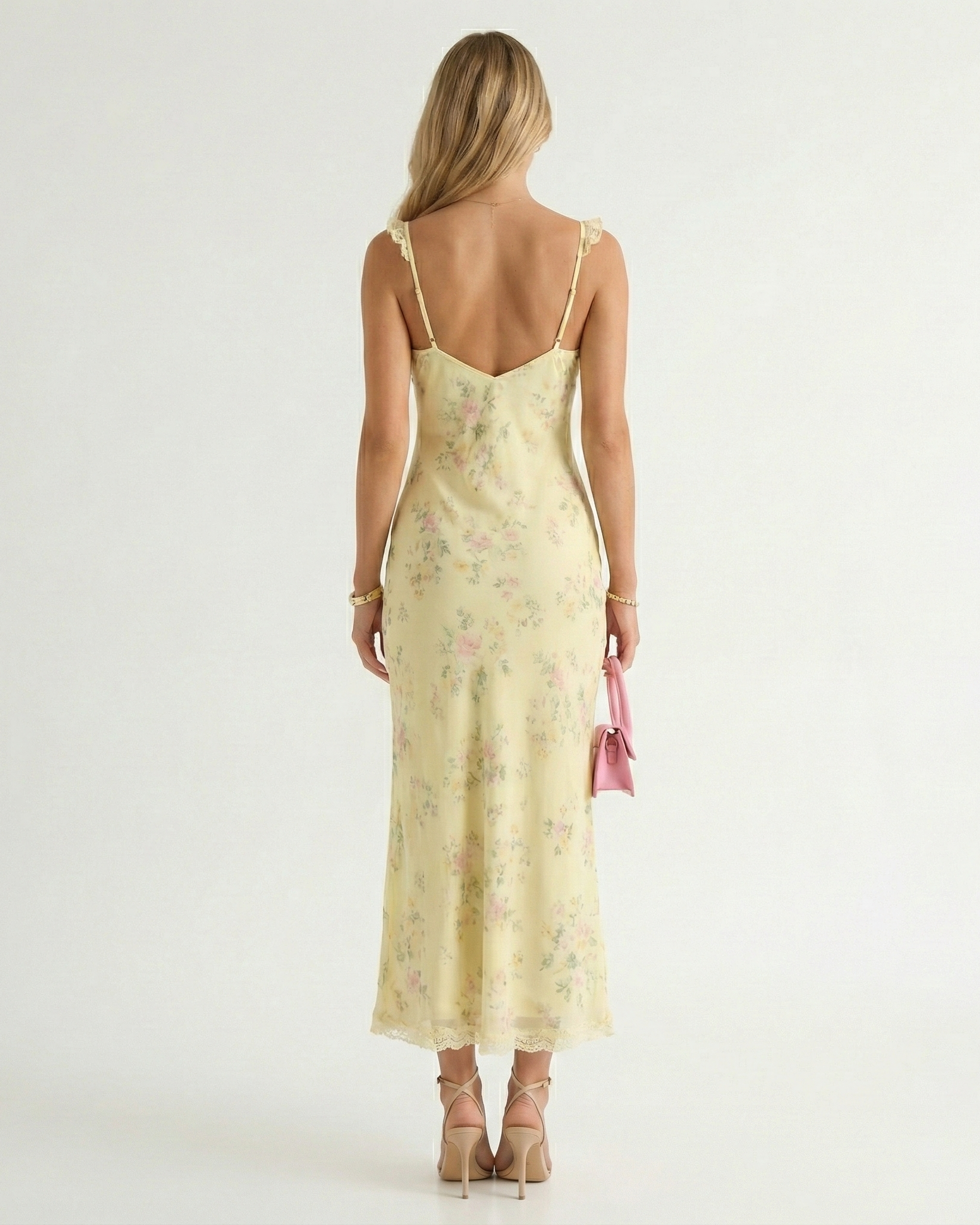 Women's Floral Spaghetti Strap Midi Summer Dress - Millie