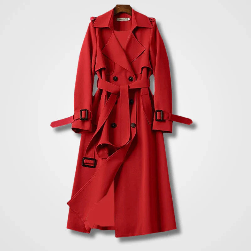 Women's Windbreaker Trench Coat Double Breasted with Belt - Maya