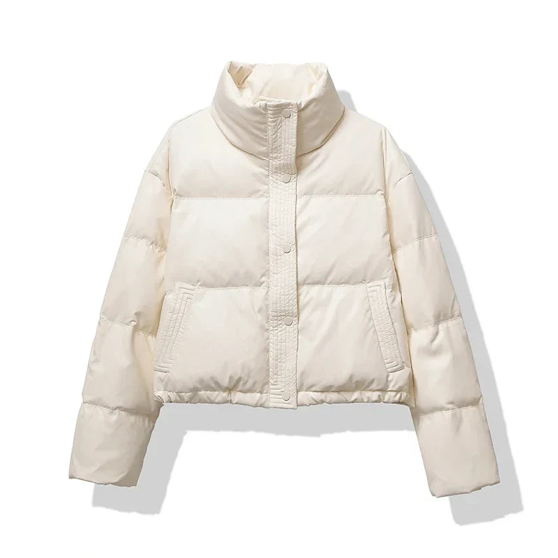 Women's Quilted Cropped Puffer Jacket for Winter - Mabel