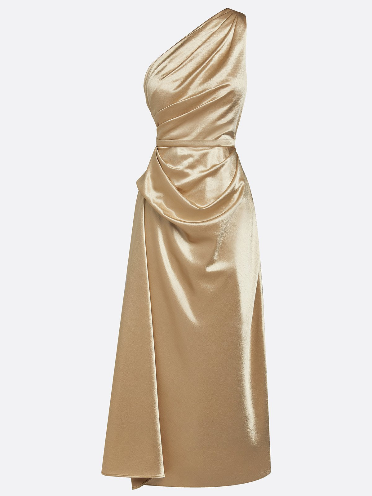 Women's Satin One-Shoulder Cocktail Dress - Lila